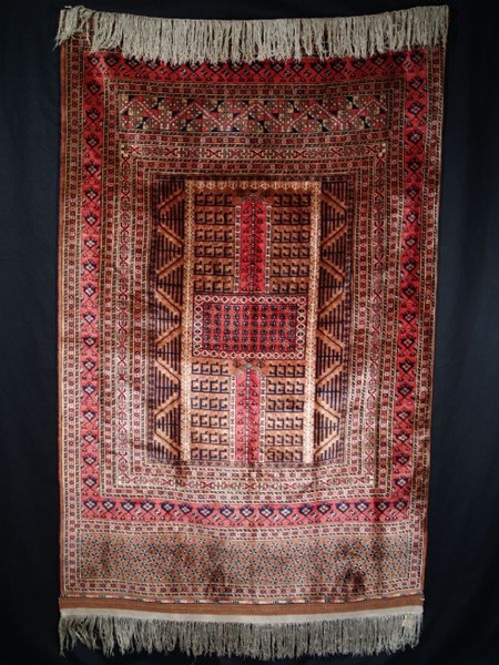 OLD SILK ENSI IN THE SARYK TURKMEN STYLE, 50 YEARS OLD