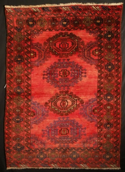 Antique / old Afghan rug with Turkmen ?Salor? gul design. Circa 1920-1930.