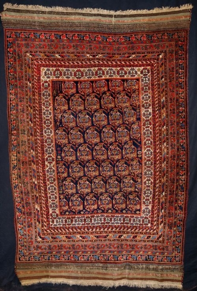 ANTIQUE PERSIAN AFSHAR RUG, LARGE BOTEH DESIGN, CIRCA 1880.