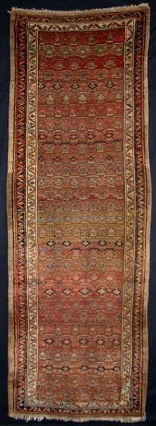 ANTIQUE N W PERSIAN KURDISH RUNNER, CAMEL WOOL, CIRCA 1900.