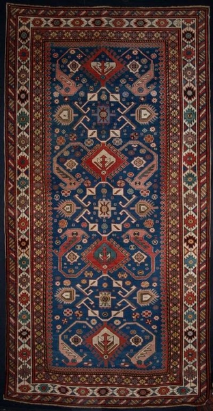 ANTIQUE CAUCASIAN KAZAK RUG, DRAGON DESIGN, LATE 19TH CENTURY