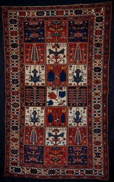 ANTIQUE PERSIAN BAKHTIARI RUG, GARDEN DESIGN, 19TH CENTURY