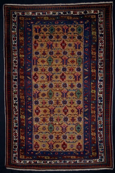 ANTIQUE CAUCASIAN KUBA RUG, YELLOW GROUND, LATE 19TH CENTURY