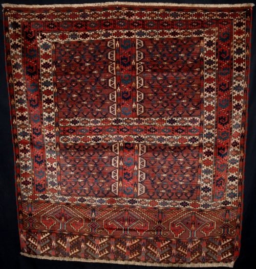 ANTIQUE YOMUT TURKMEN ENSI, FULL PILE, GREAT, 4TH QUARTER 19TH CENTURY