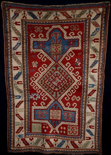 ANTIQUE FACHRALO KAZAK PRAYER RUG, SUPERB COLOUR, LATE 19TH CENTURY