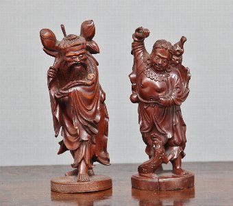 Antique pair 19th Century Chinese root carvings