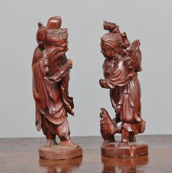 Antique pair 19th Century Chinese root carvings