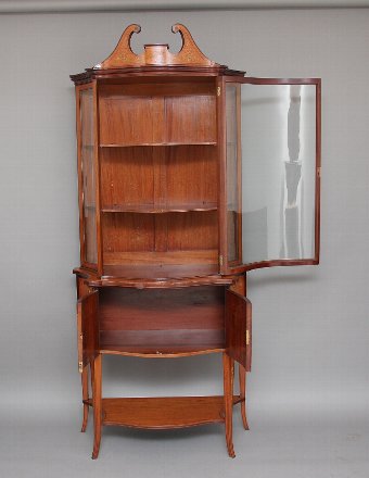 Antique 19th Century satinwood inlaid display cabinet