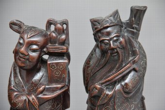 Antique A set of four 19th Century root carvings 