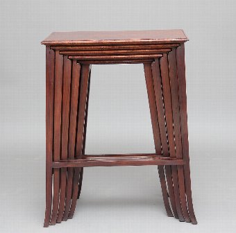Antique Set of 19th century teak and burr walnut nest of tables