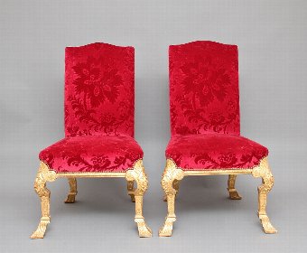 Antique A pair of George I style gilt wood chairs