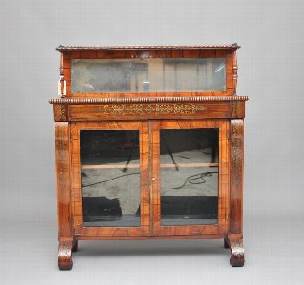 Regency rosewood and brass inlaid chiffonier
