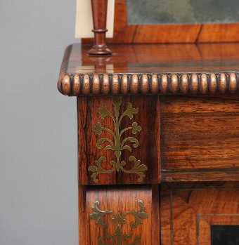 Antique Regency rosewood and brass inlaid chiffonier