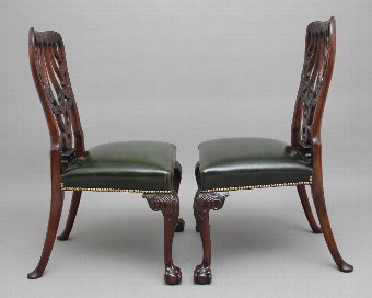 Antique Pair of 19th Century carved mahogany side chairs