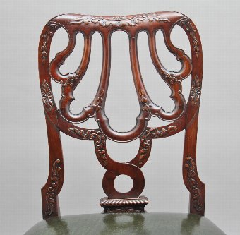 Antique Pair of 19th Century carved mahogany side chairs