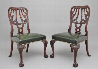 Antique Set of four 19th Century carved mahogany chairs 