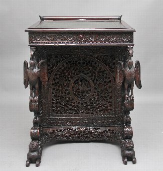 Antique 19th Century Anglo-Indian carved davenport