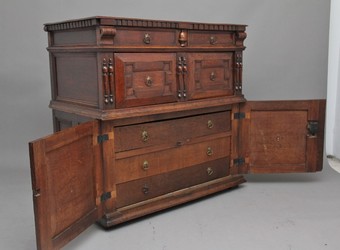 Antique 17th Century oak enclosed chest of drawers