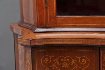 Antique 19th Century inlaid mahogany display cabinet