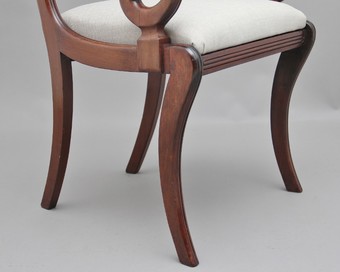 Antique Set of eight Regency mahogany & brass inlaid dining chairs