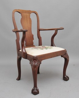 18th Century walnut open armchair