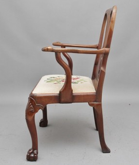 Antique 18th Century walnut open armchair