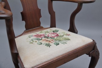 Antique 18th Century walnut open armchair