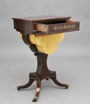Antique Early 19th Century rosewood and brass inlaid work table