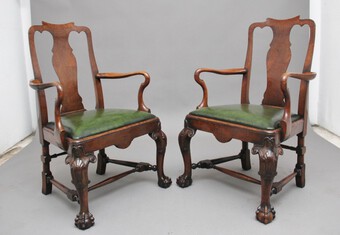 Pair of 19th Century walnut armchairs