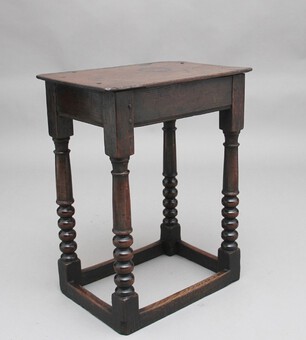 Antique Early 18th Century oak joint stool