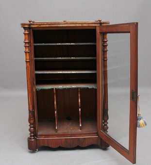 Antique 19th Century burr walnut inlaid music cabinet