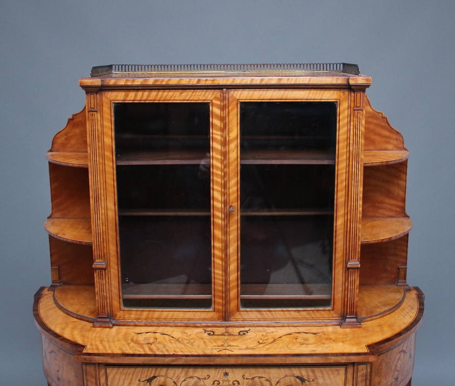 Antique 19th Century satinwood display cabinet