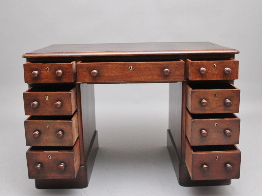 Antique Early 19th Century mahogany pedestal desk