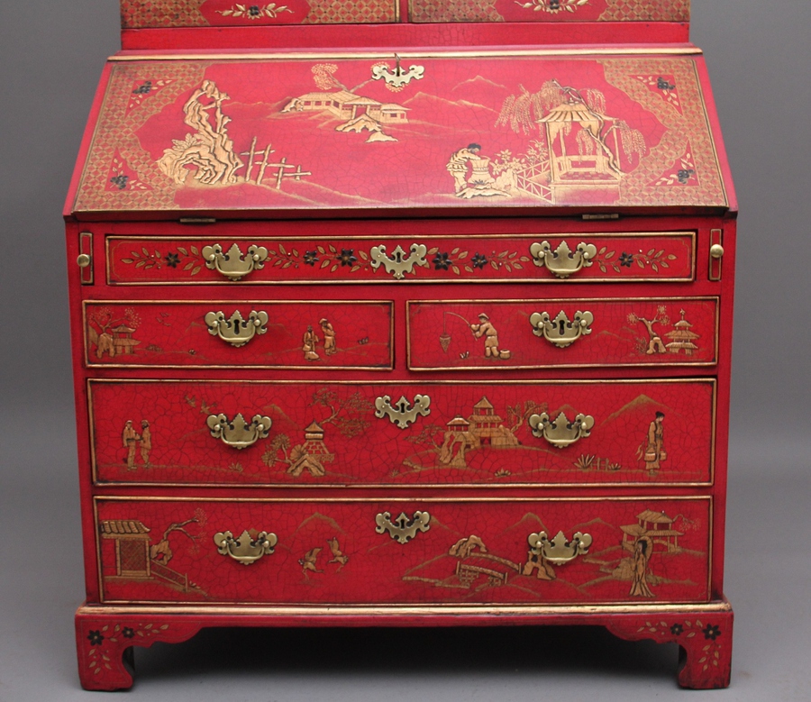 Antique Early 20th Century Chinoiserie bureau bookcase