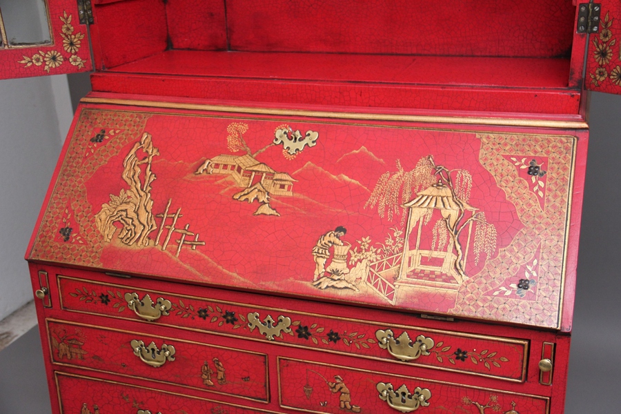Antique Early 20th Century Chinoiserie bureau bookcase