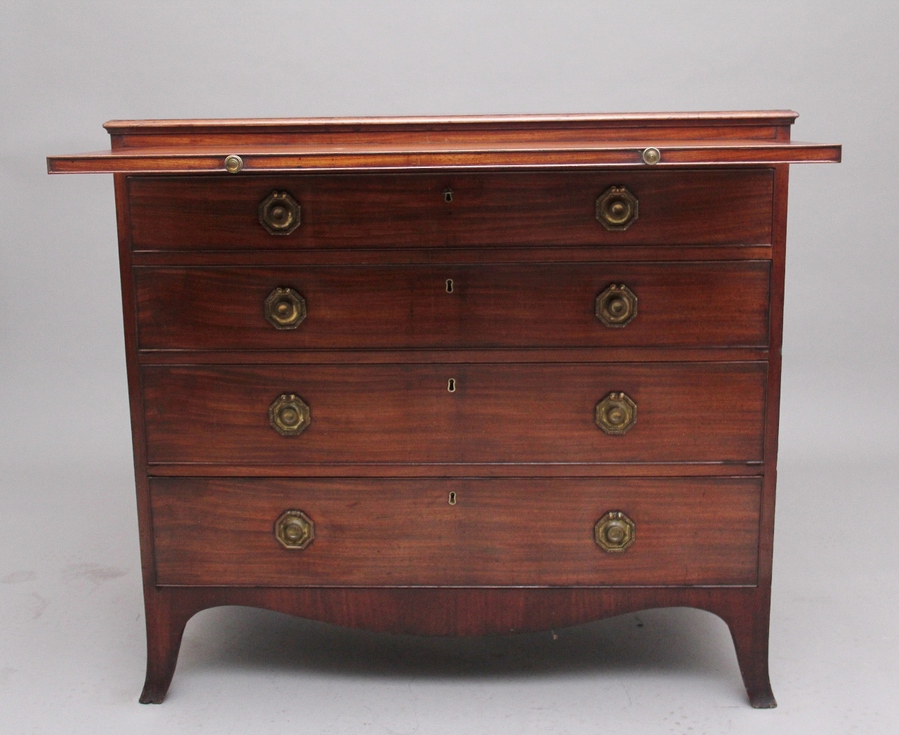 Antique 18th Century mahogany chest with brushing slide