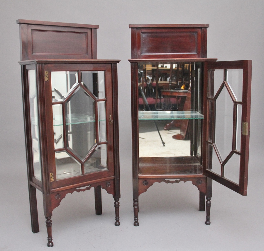Antique Pair of early 20th Century mahogany display cabinets