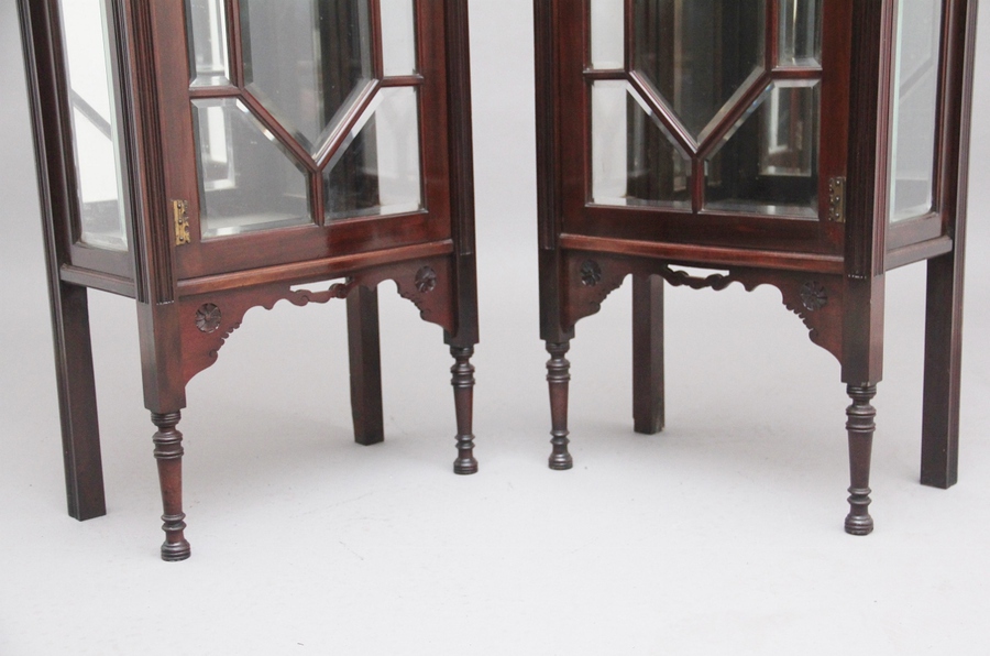 Antique Pair of early 20th Century mahogany display cabinets