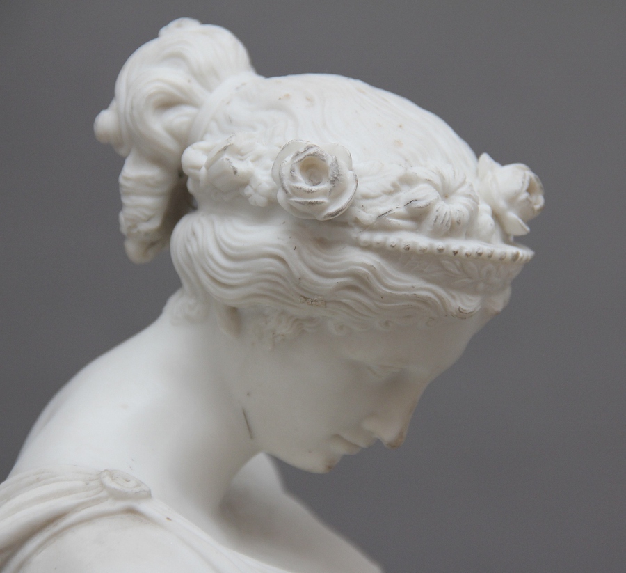 Antique 19th Century parian figure of a flower maiden