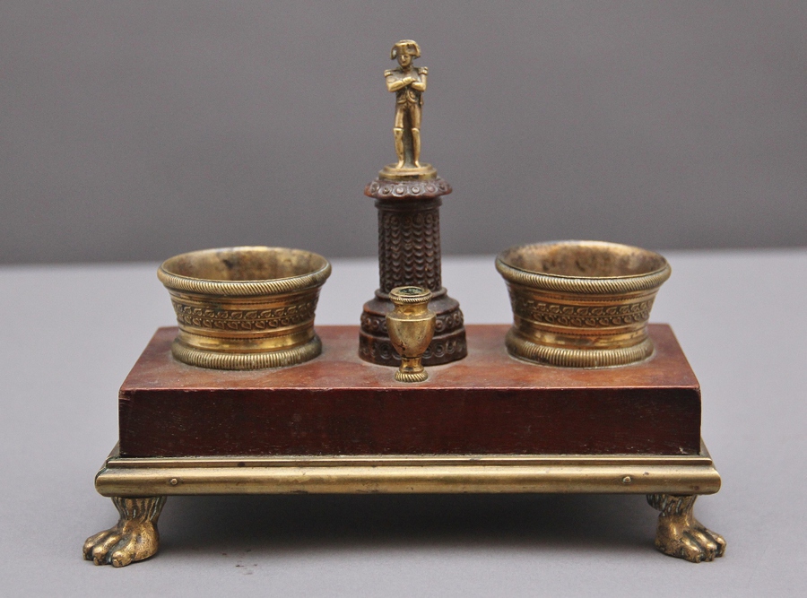 Antique 19th Century ormolu and mahogany desk set