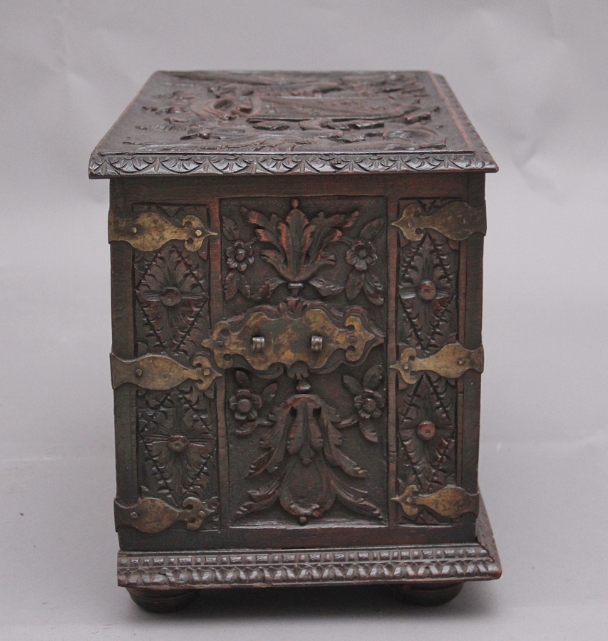 Antique 19th Century carved oak log box