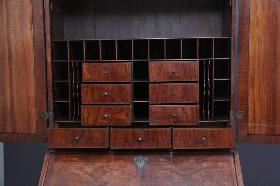 Antique Early 18th Century walnut bureau bookcase