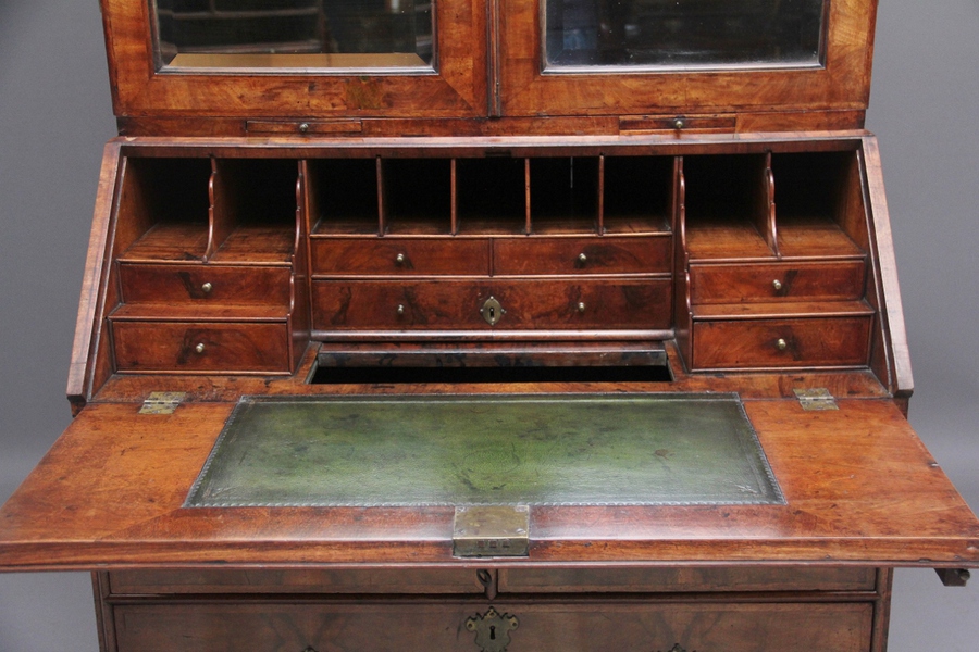 Antique Early 18th Century walnut bureau bookcase