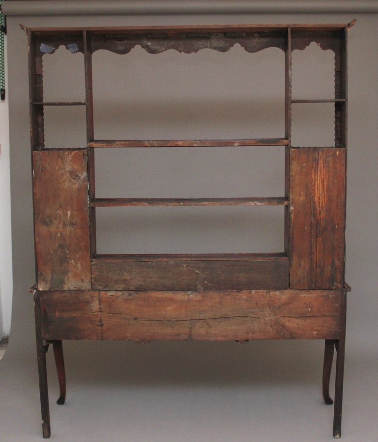 Antique 18th Century country oak dresser and rack