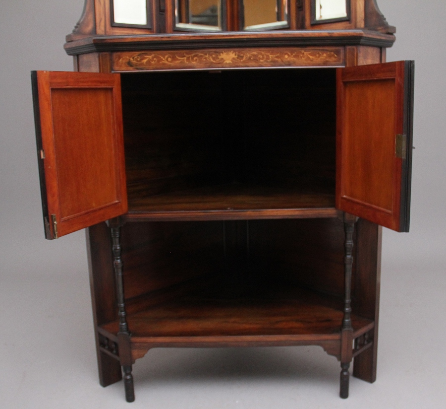 Antique 19th Century inlaid mahogany corner cabinet