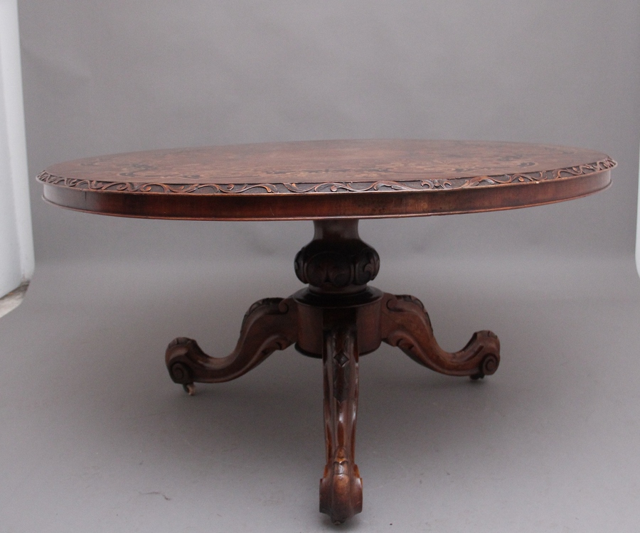 Antique 19th Century walnut and marquetry centre table