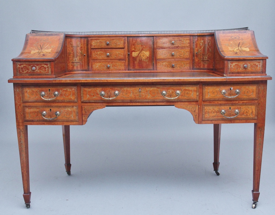 19th Century satinwood and inlaid Carlton house desk