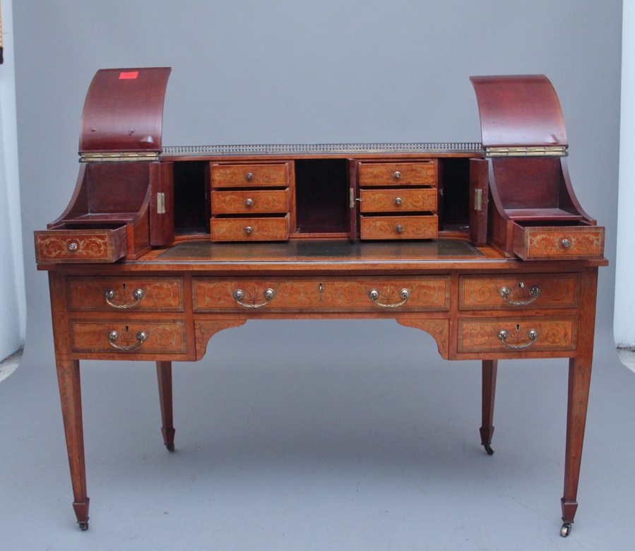 Antique 19th Century satinwood and inlaid Carlton house desk