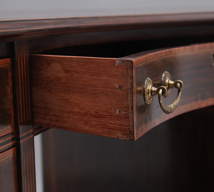 Antique 19th Century inlaid mahogany kidney shaped desk