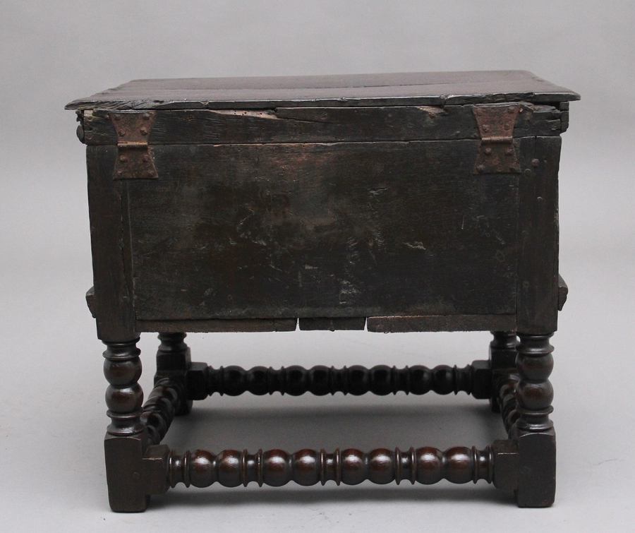 Antique Early 18th Century oak box stool